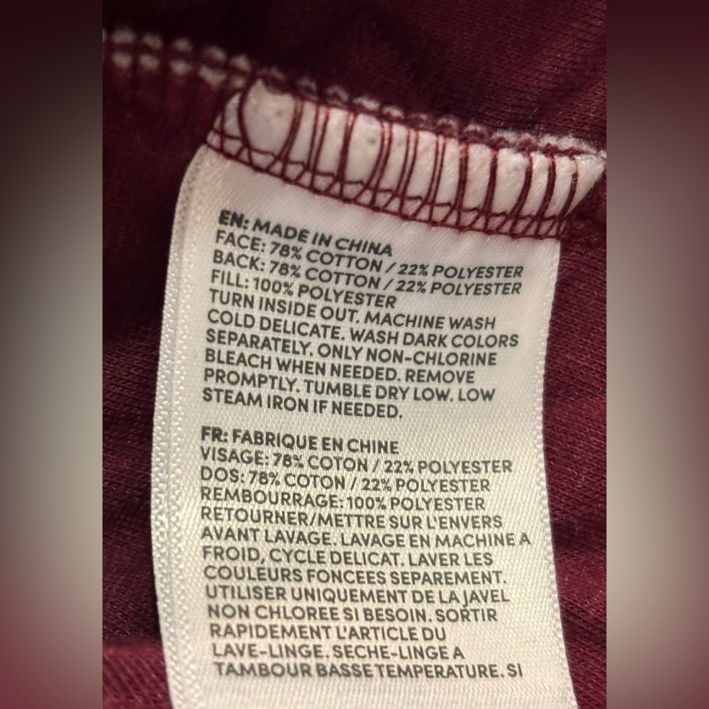 LANDS’ END Like New Burgundy Quilted Snap-Neck Hoodie - Women's L - Picture 5 of 6
